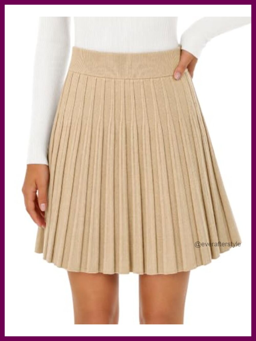 Pleated Knit Mini Skirt High Waisted A-Line Sweater Skirt for Women